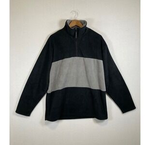 Gorpcore Claudio Nucci Mens Large Black Grey Colorblock 1/4 Zip Fleece Pullover